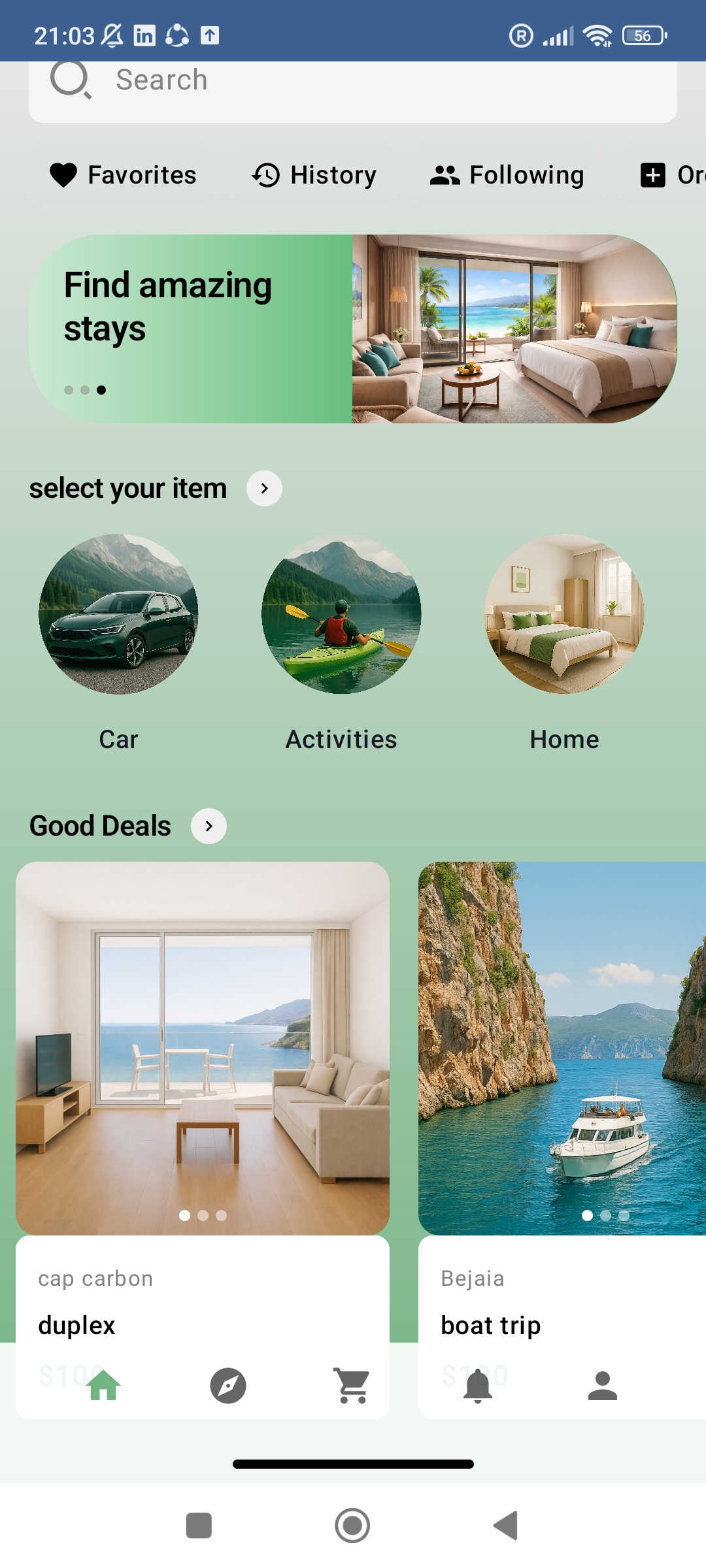 BookInDZ Home Screen