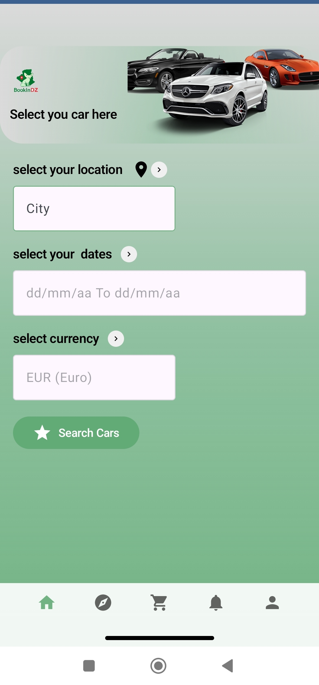 BookInDZ Car Rental Search